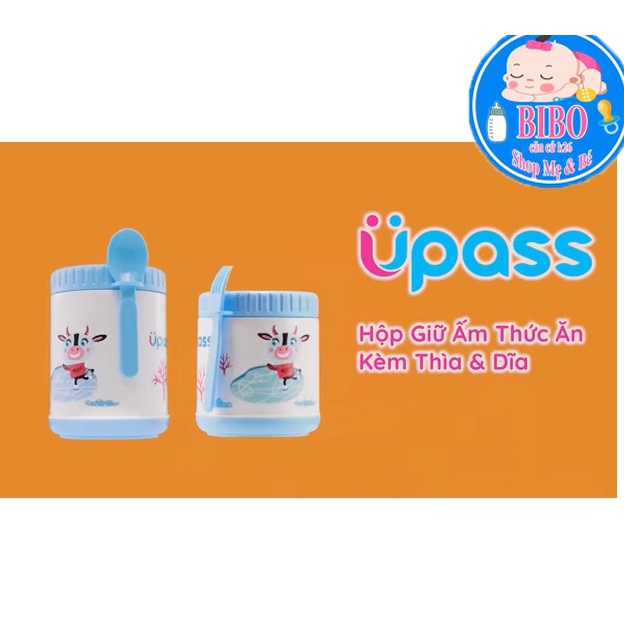 Hộp giữ ấm thức ăn kèm thìa và dĩa UPASS (400cc &amp; 500cc) / UP9653Y