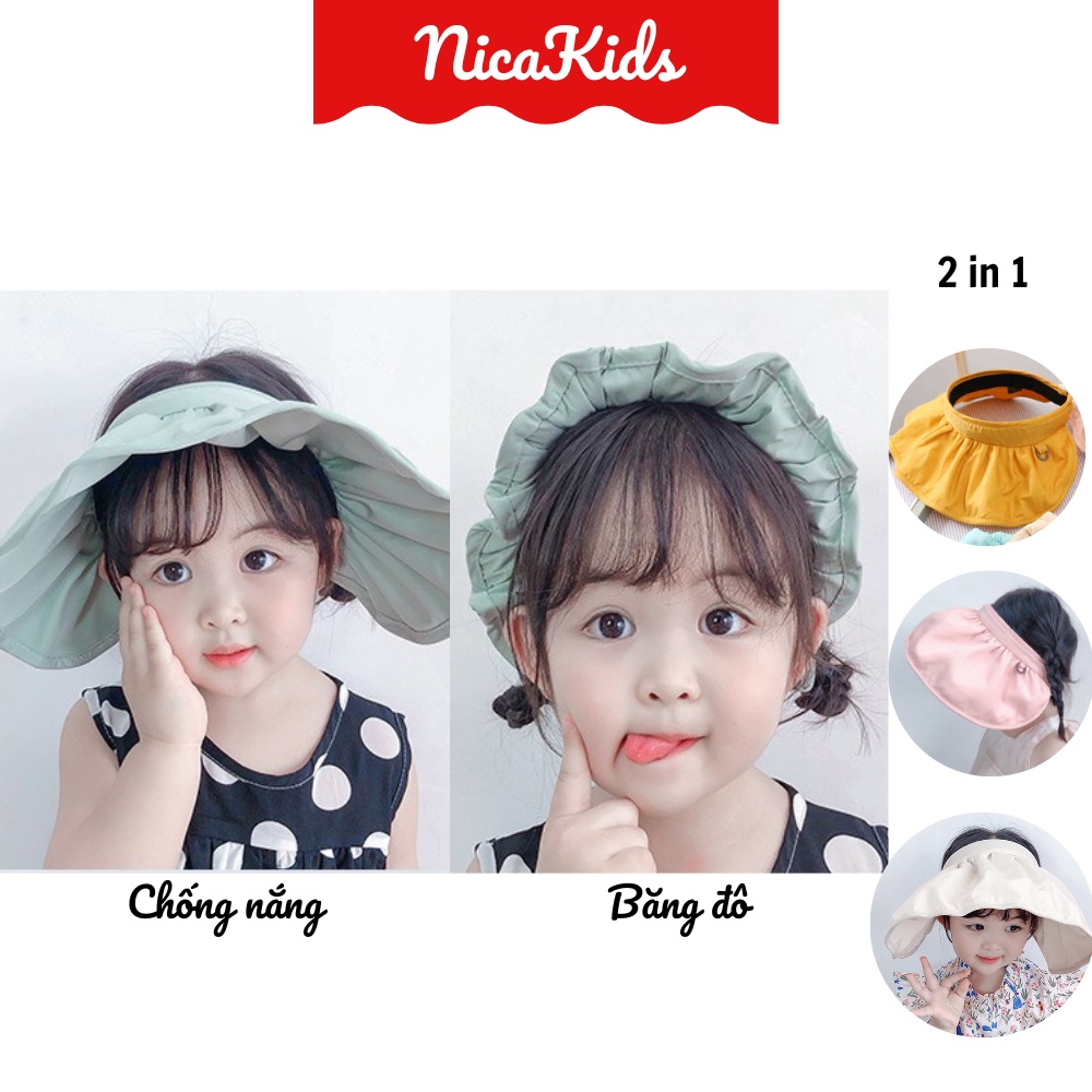 Mũ /Nón Vành Rộng Hở Chóp Màu Trơn  Che Nắng Hai Công Dụng Thiết Kế Gấp Gọn Thời Trang - Mũ đi biển Cho Bé
