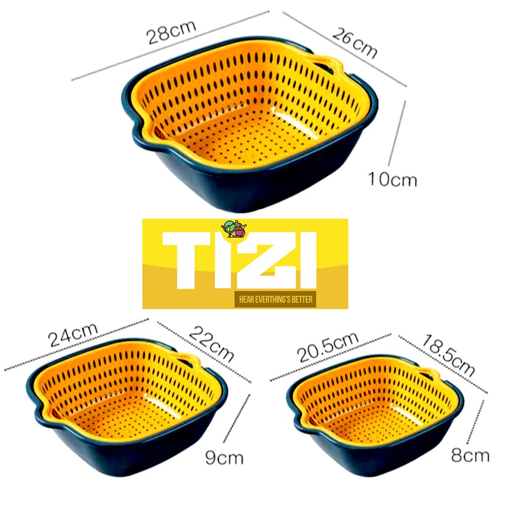 Set rổ 6 món gồn rổ nhựa + chậu hình TRÒN + VUÔNG ráo nước hai lớp cao cấp tiện lợi