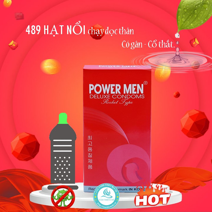 Hộp 12 chiếc Bao cao su POWERMEN ROCKET gai gân thắt TTC