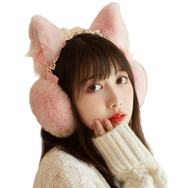 Bông Chụp Tai Hình Tai Mèo Phong Cách Lolita Dễ Thương
