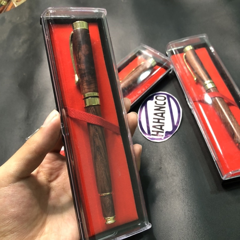 Bút Kí Gỗ Trắc/Cẩm Nắp Đậy HAHANCO Vân Gỗ Tự Nhiên Siêu Đẹp/Quà Tặng Vô Giá- PEH995N