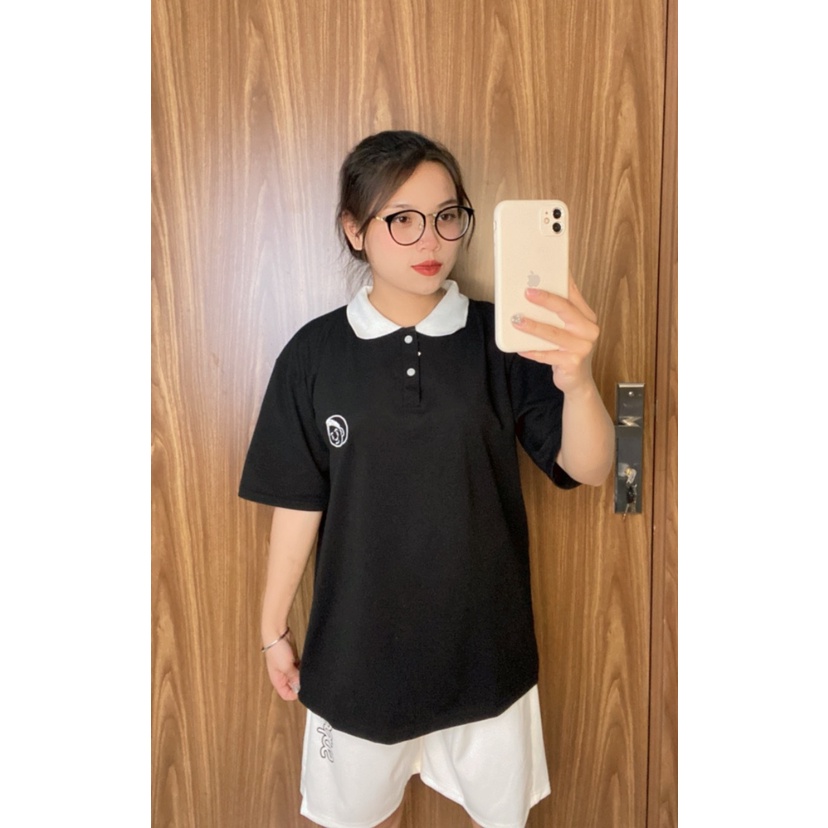 Áo polo unisex tay lỡ form rộng , áo thun cổ bẻ nam nữ chất cotton cá sấu mềm và mát, logo thêu – MayLinh shop