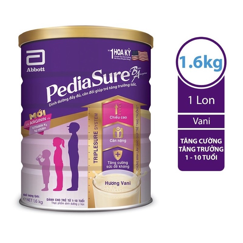 SỮA BỘT PEDIASURE HƯƠNG VANI LON 1.6kg