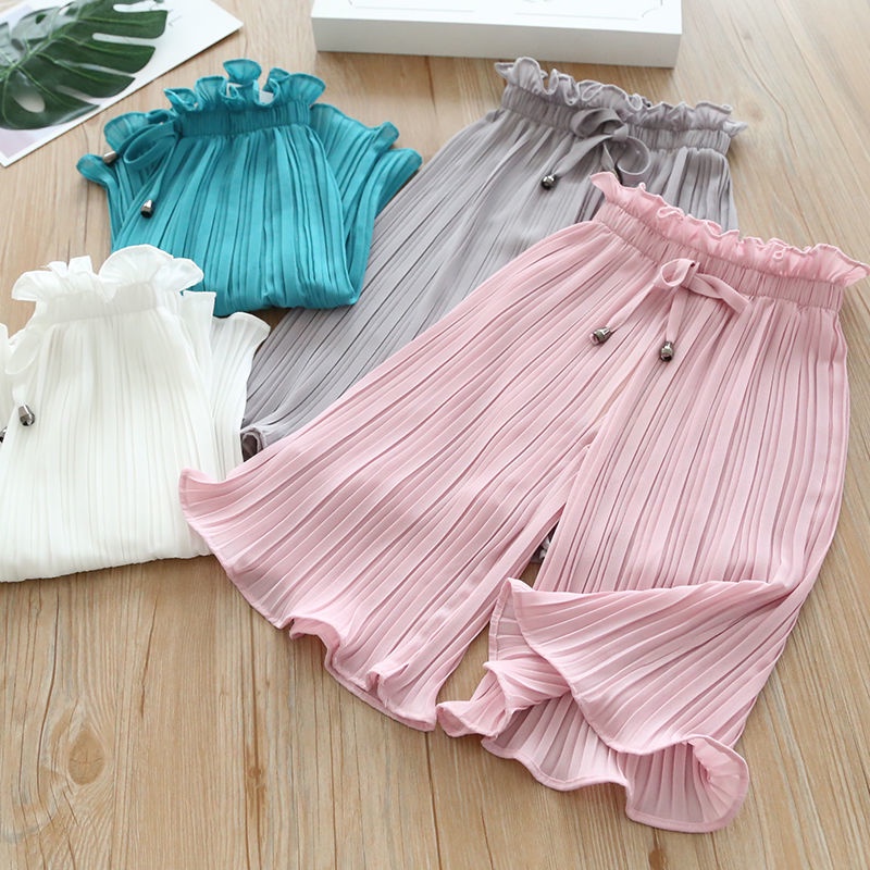 Quần lửng xếp nếp thời trang thoải mái đáng yêu cho bé gái 2-9 tuổi