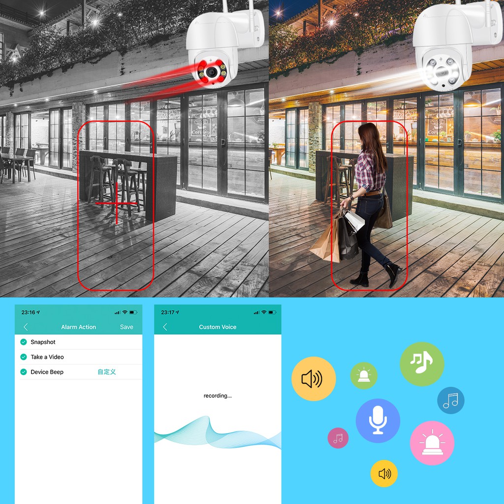 Camera quan sát tự động tầm nhìn ban đêm ICSEE APP UHD 5MP WIFI CCTV PTZ IP chống nước không dây | BigBuy360 - bigbuy360.vn