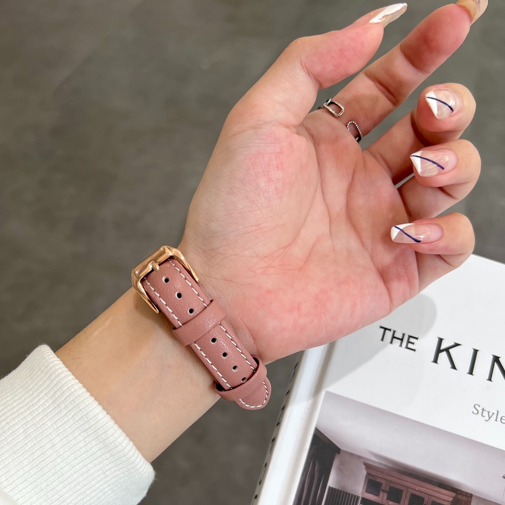 Dây đeo đồng hồ bằng da thay thế thích hợp cho Apple Watch series 7 6 5 4 3 se 44mm 41mm 45mm 42mm 40mm 38mm