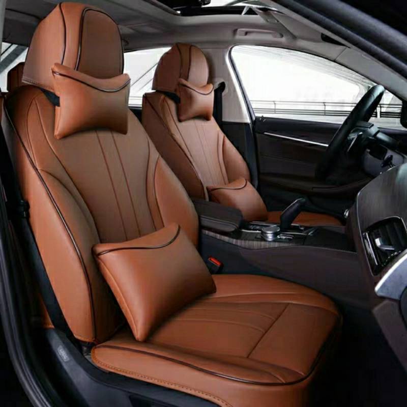 [Double-Sided Full Leather] Car Neck Pillow Headrest Lumbar Support Pillow Headrest Cervical Pillow Lumbar Support Pillow Cushion Four Seasons Universal Breathable Supplies m2Sd