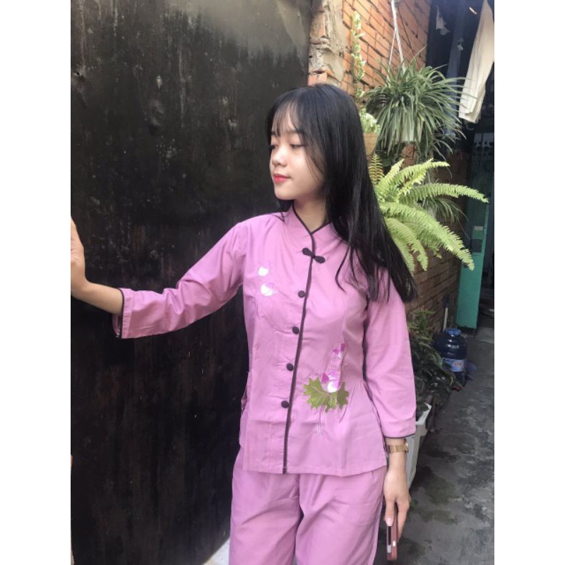 #đồ lam đi chùa#đồ phật tử#viền nơ