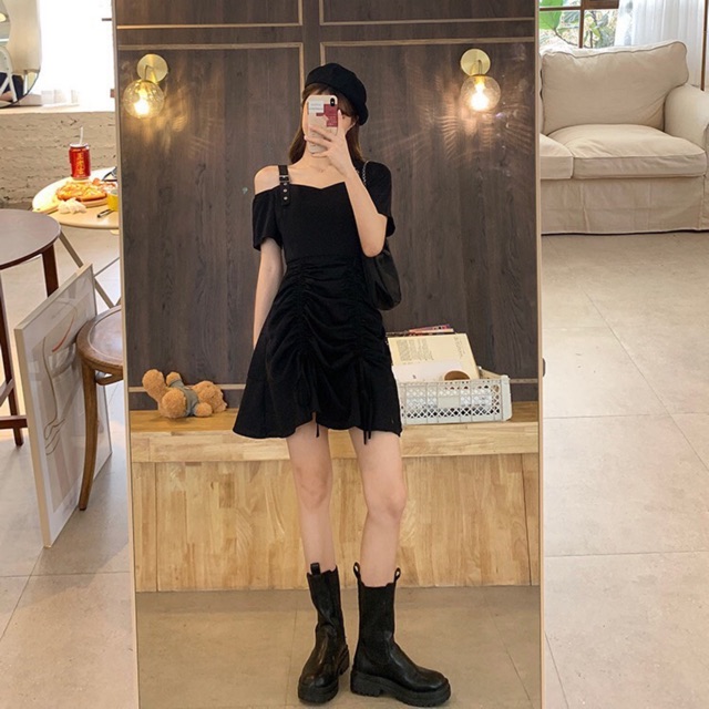 Đầm rớt vai rút dây Bigsize 60-85 ký | BigBuy360 - bigbuy360.vn