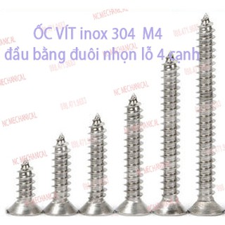 [SIÊU RẺ] ỐC VÍT inox 304  M4 đầu bằng đuôi nhọn lỗ 4 cạnh