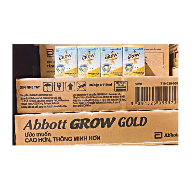1 Thùng 48 hộp Sữa Bột Pha Sẵn Abbott Grow Gold 110ml [cam kết chính hãng]