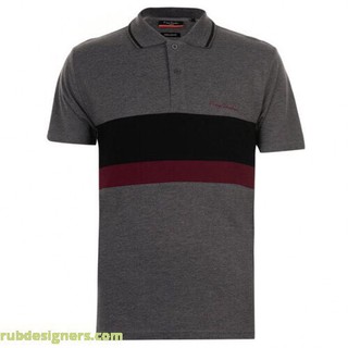 [100% Cotton - Sale] Áo thun nam Pierre Cardin Contrasting Stripe Polo cao cấp (Burg/GreyM - Size EU -)