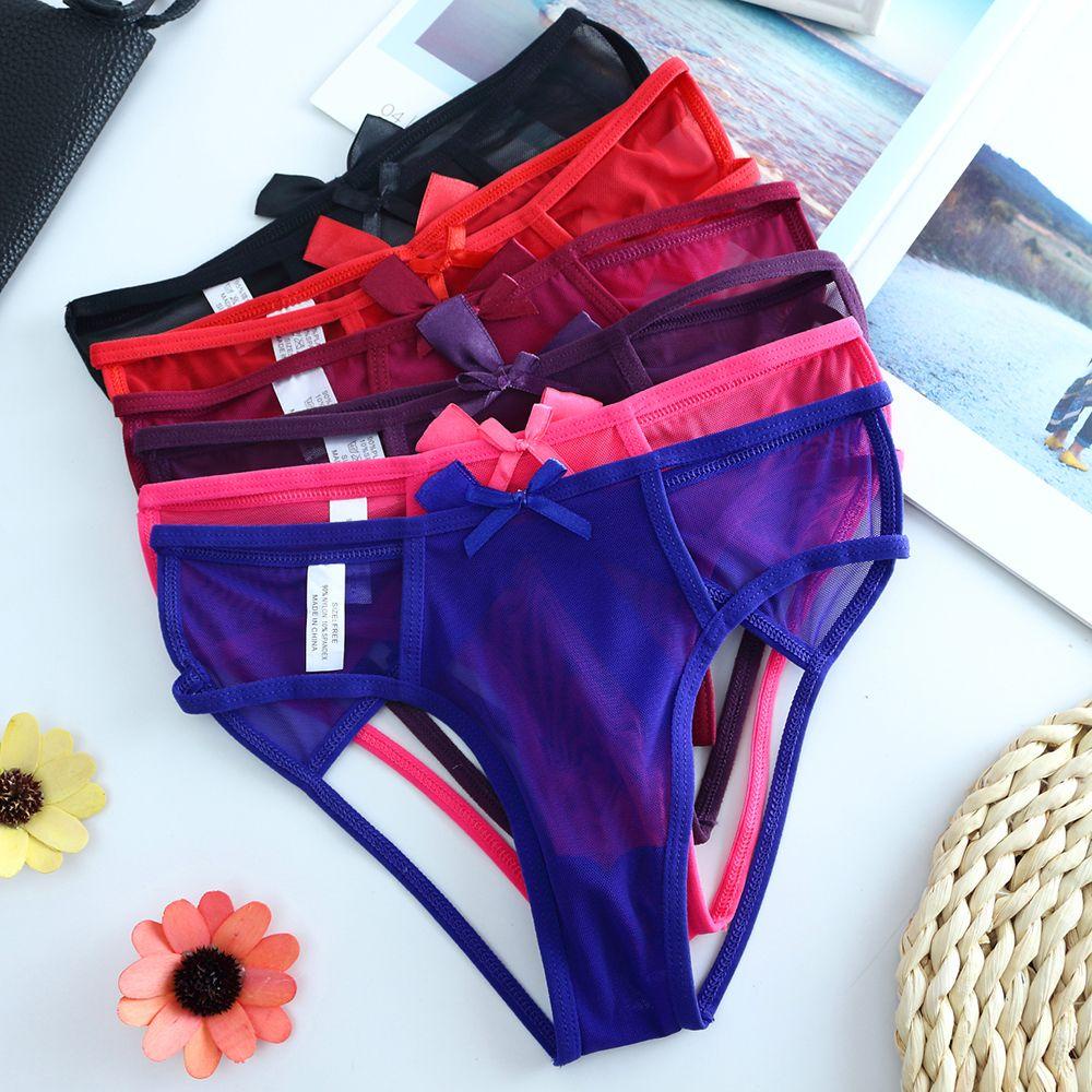 OCEANMAP Quần Lót Nylon Trong Suốt Lưng Thấp Đính Nơ Cho Nữ