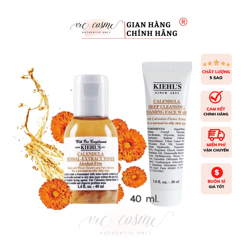 Combo Sữa rửa mặt hoa cúc Kiehl's và Toner hoa cúc Kiehl's