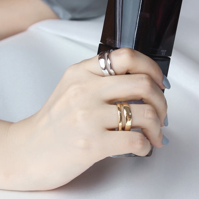 Nhẫn Hai Lớp Thiết Kế Đơn Giản Phong Cách Hàn Quốc