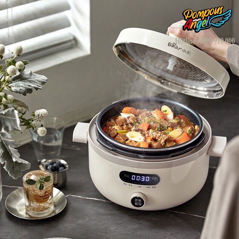 Nồi áp suất điện đa năng BEAR YLB-C40U5 màu trắng , dung tích 4L - 1300W bảo hành 12 tháng