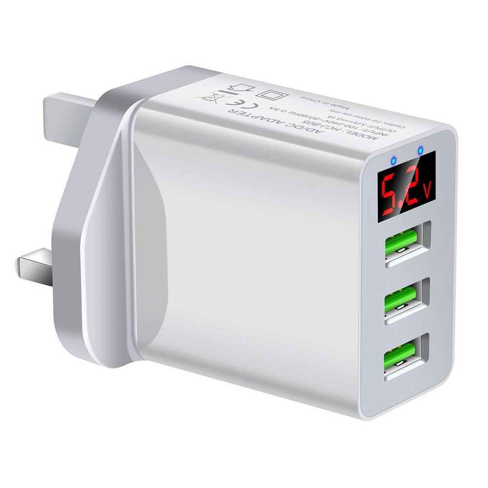 Bộ sạc điện thoại hiển thị kỹ thuật số 3 cổng USB