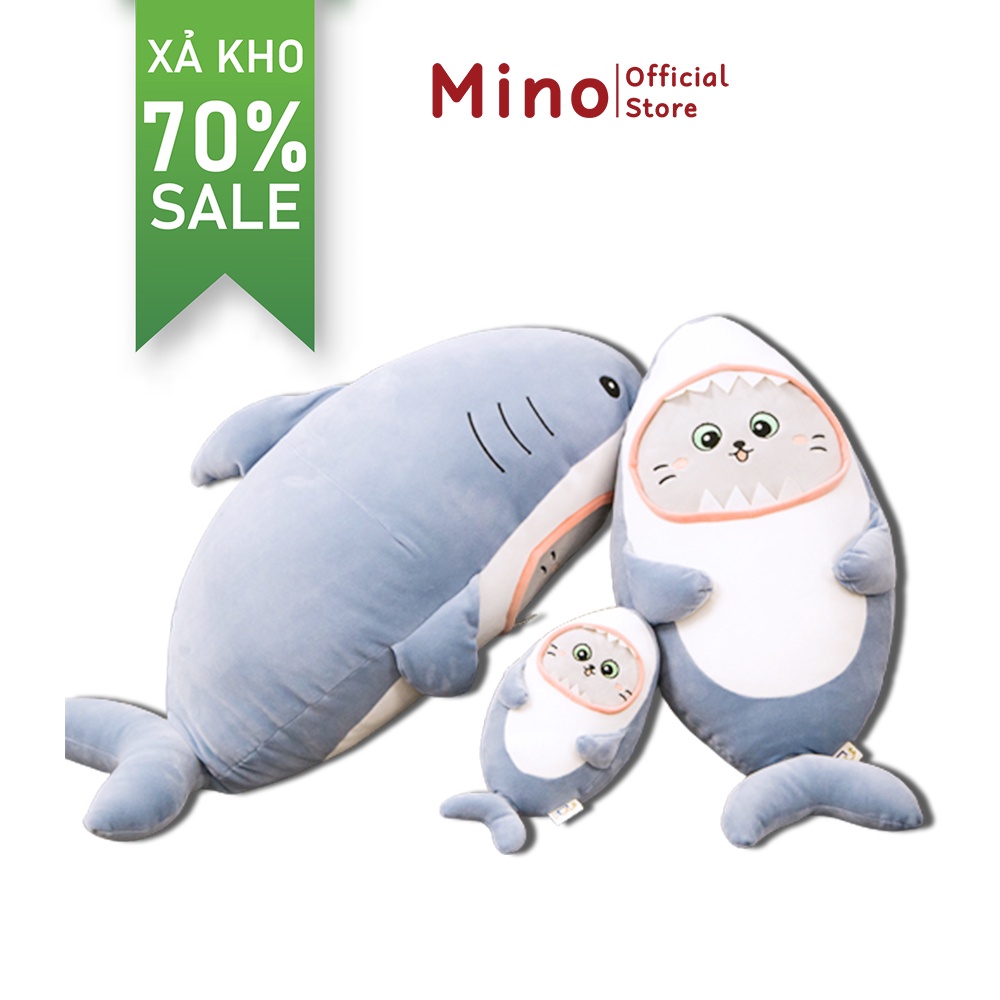 [Mã BMBAU50 giảm 7% đơn 99K] Gấu Bông Cá Mập Mặt Mèo Dễ Thương Mino Mềm Mịn Cute 1m TH8