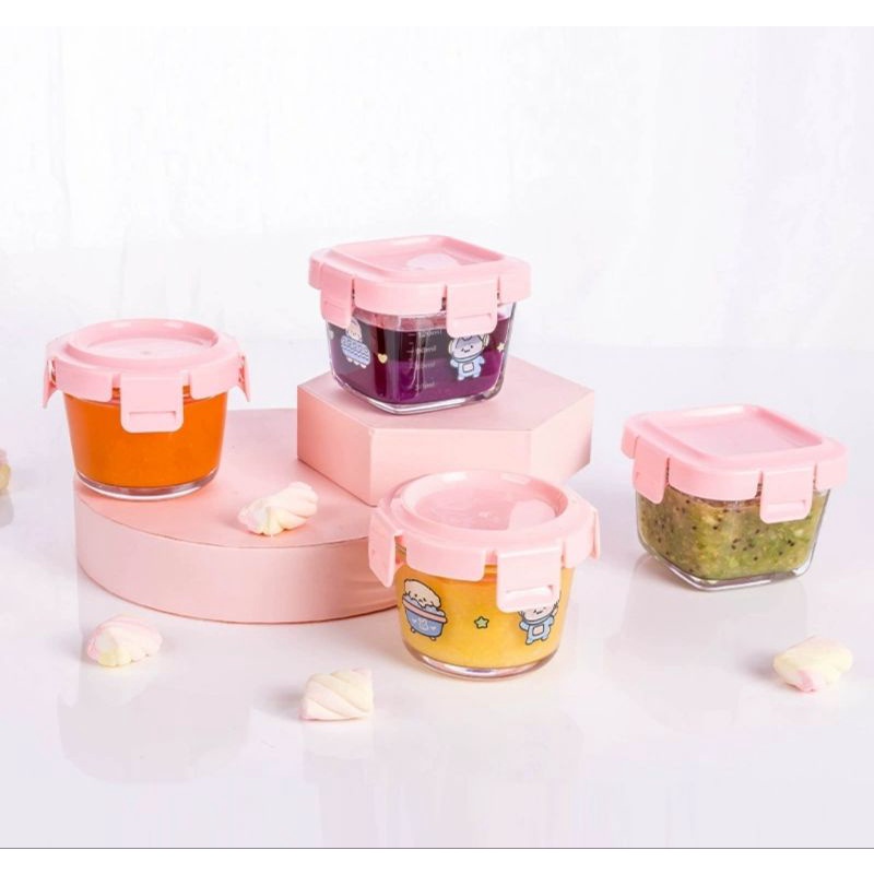 Hộp Trữ Đông Thủy Tinh Có Vạch Chia Cho Bé Ăn Dặm Babibu - HTD