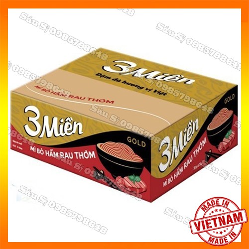 Mì Ba miền gold thùng 30 gói x 75 gam mì sợi vàng Nước cốt bò hầm / Nước Cốt tôm và thịt