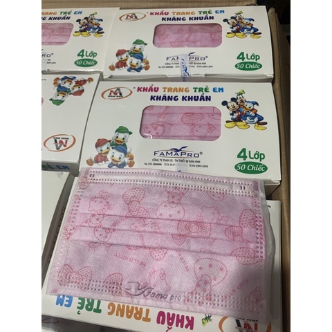 Khẩu trang y tế trẻ em 4 lớp kháng khuẩn FDA Nam Anh Famapro kid