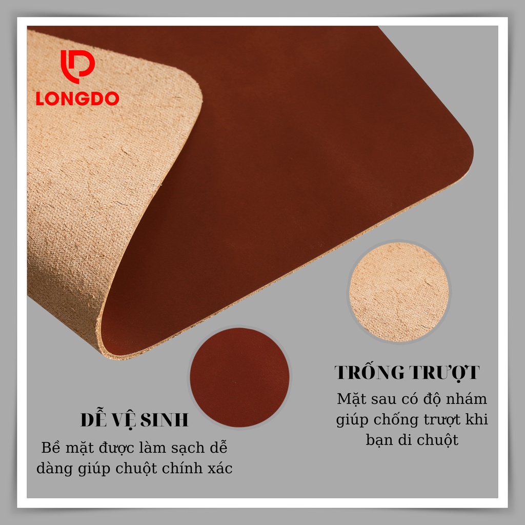 Lót chuột da bò thật - Bảo hành 5 năm - Hàng chính hãng thương hiệu Longdo Leather - Pullup