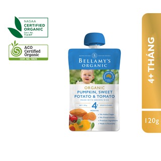 Hỗn Hợp Bí Đỏ, Khoai Lang, Cà Chua Hữu Cơ Xay Nhuyễn Bellamy's Organic