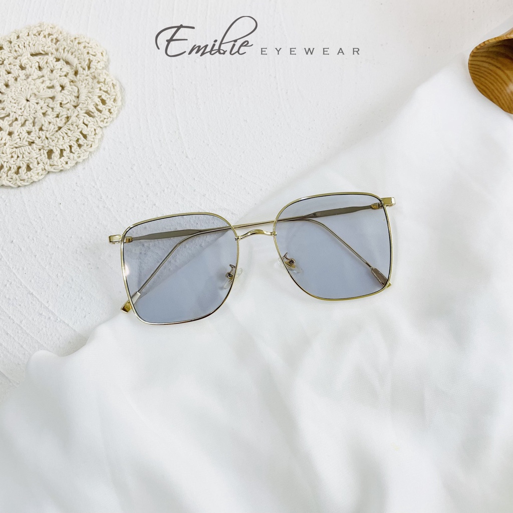 Gọng kính mát kim loại vuông to sang chảnh 3 màu mắt chống UV400 Emilie eyewear phụ kiện thời trang 001