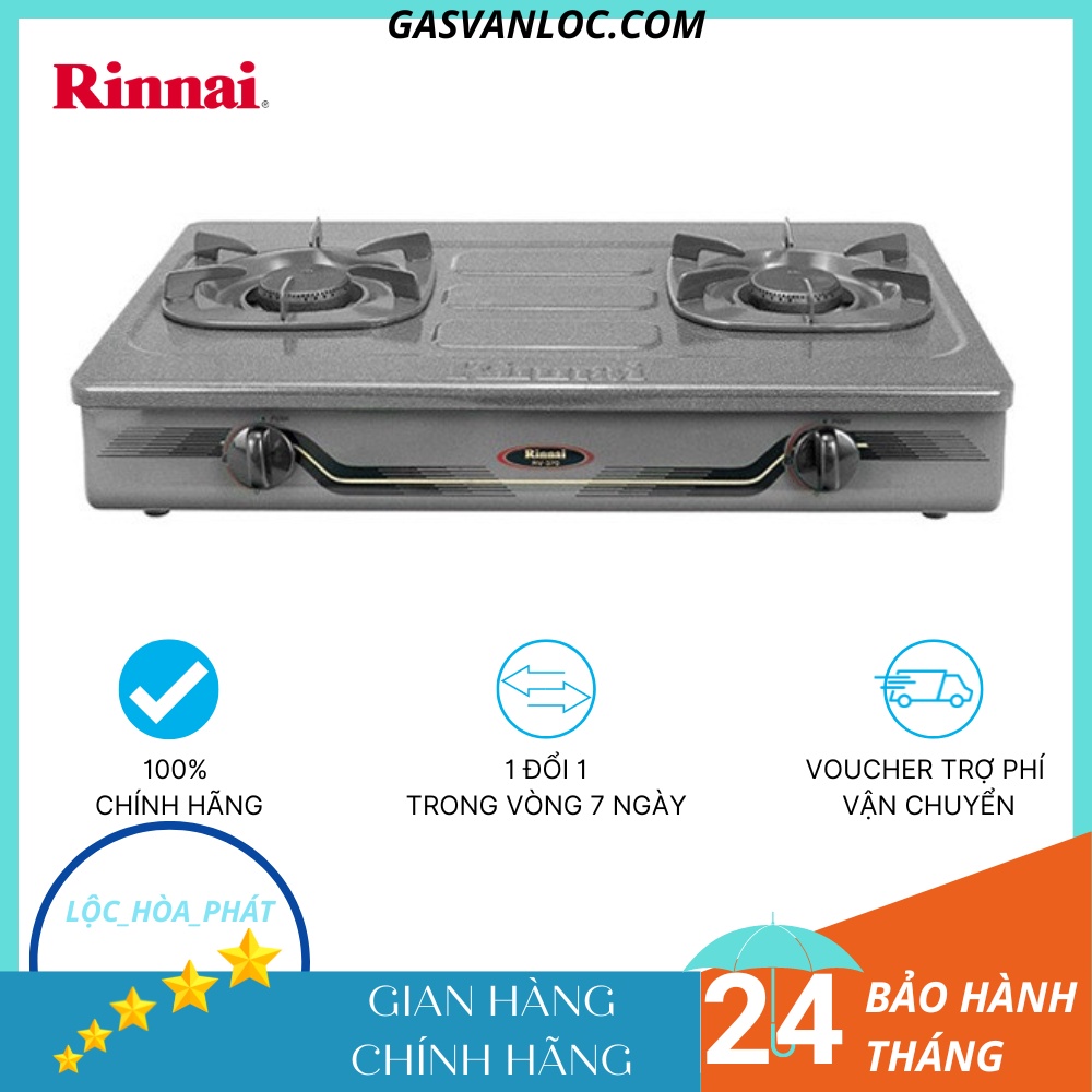 Bếp ga đôi Rinnai RV-370 N - Ngọn lửa xanh - Tiết kiệm gas - Hàng chính hãng
