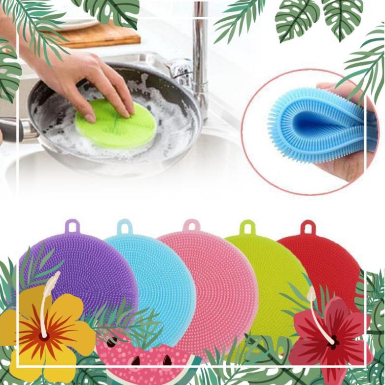Miếng Cọ Rửa Chén Bát, Xoong Nồi Silicon Tiện Dụng Có Móc Treo Tường Thông Minh Đa Năng