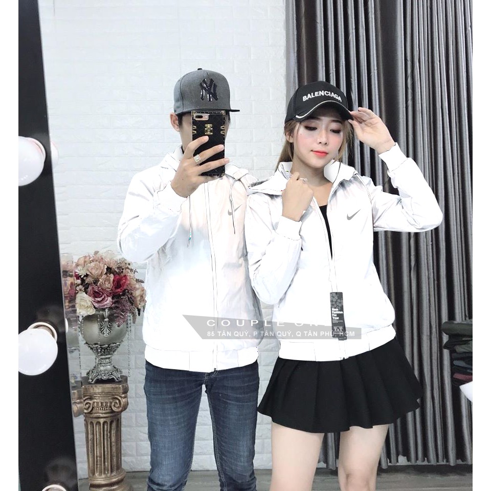 Áo Khoác Cặp Dù nón Trơn N Trắng mũ rời (350k/cặp)