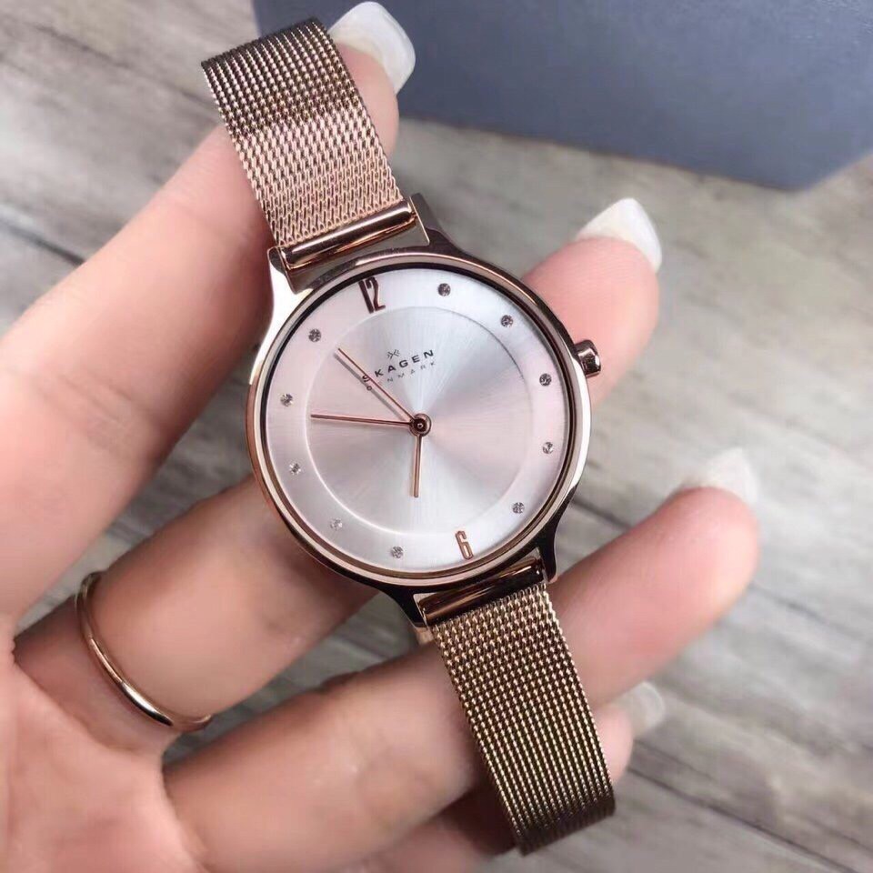 Đồng hồ nữ Skagen 2150 dây kim loại vàng hồng