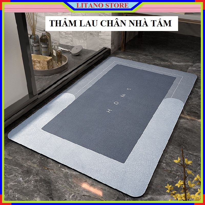 Thảm Chùi Chân Nhà Tắm Silicon Chống Trơn Trượt Siêu Thấm Hút, Dày Dặn, Chống Xê Dịch, Kích Thước 40 x 60cm