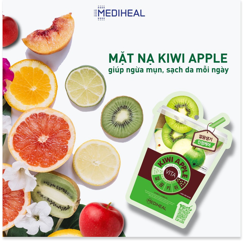 [Mã giảm giá shop] Mặt Nạ Tinh Chất Kiwi Táo Giúp Da Mềm Mịn Và Khỏe Mạnh Mediheal Kiwi Apple Vita Mask 25ml