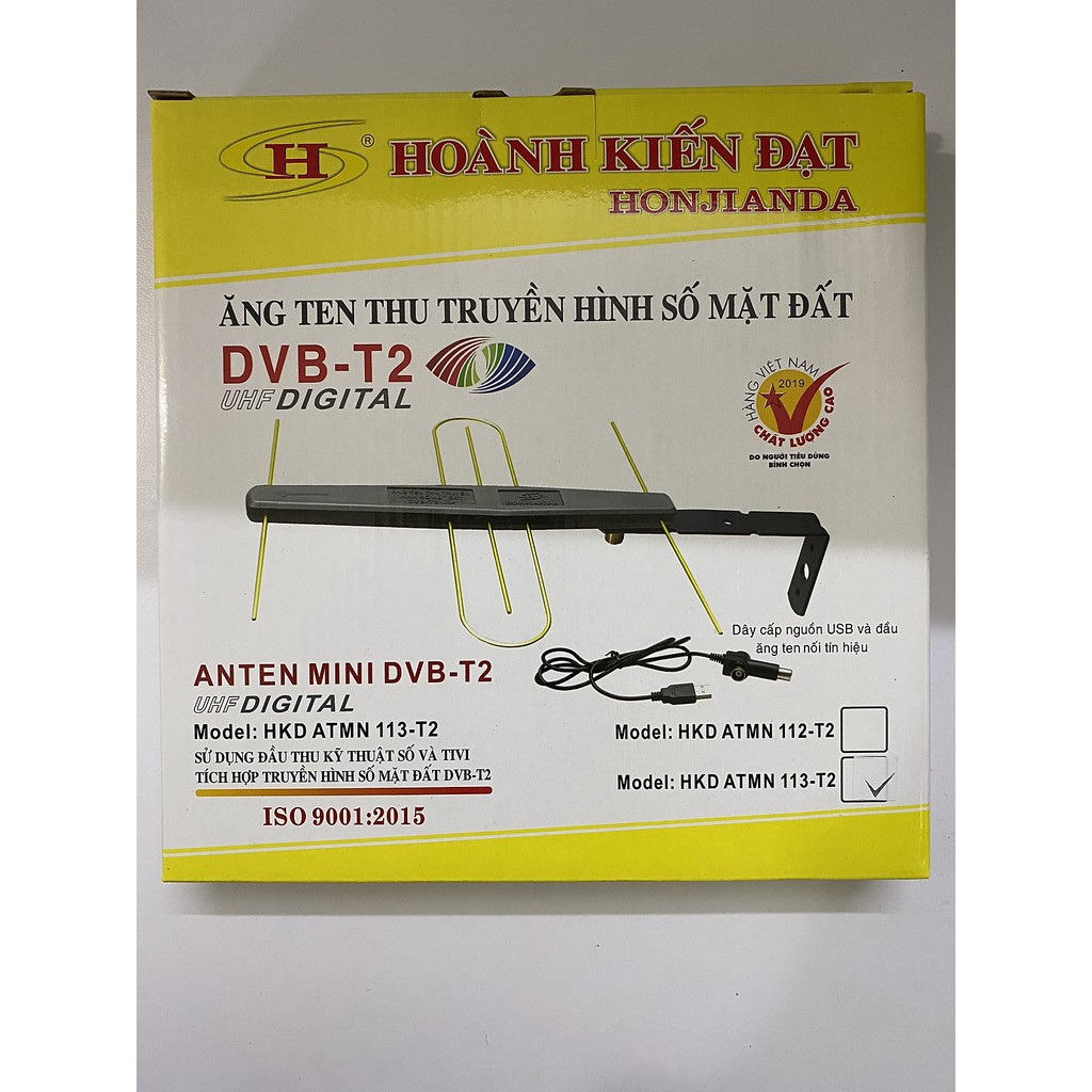 ANTEN DVB T2 HKD 113 KÈM Dây cấp nguồn 5V + DÂY ANTEN 15M - HÀNG CHÍNH HÃNG