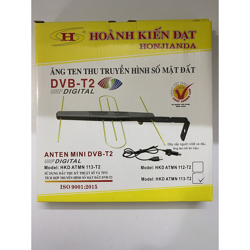 Anten Thu Truyền Hình Số Mặt Đất DVB T2 HKD 113 Có Dây Nguồn 5V