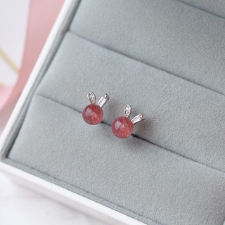 Bông tai thỏ hạt hồng dễ thương