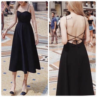 Đầm maxi lụa đen dây lưng