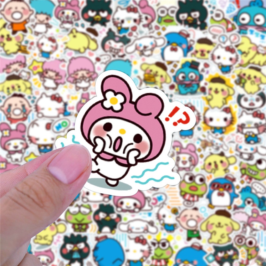 Set 80 miếng dán mini họa tiết hoạt hình Sanrio Family Series 01 chống thấm nước trang trí thủ công