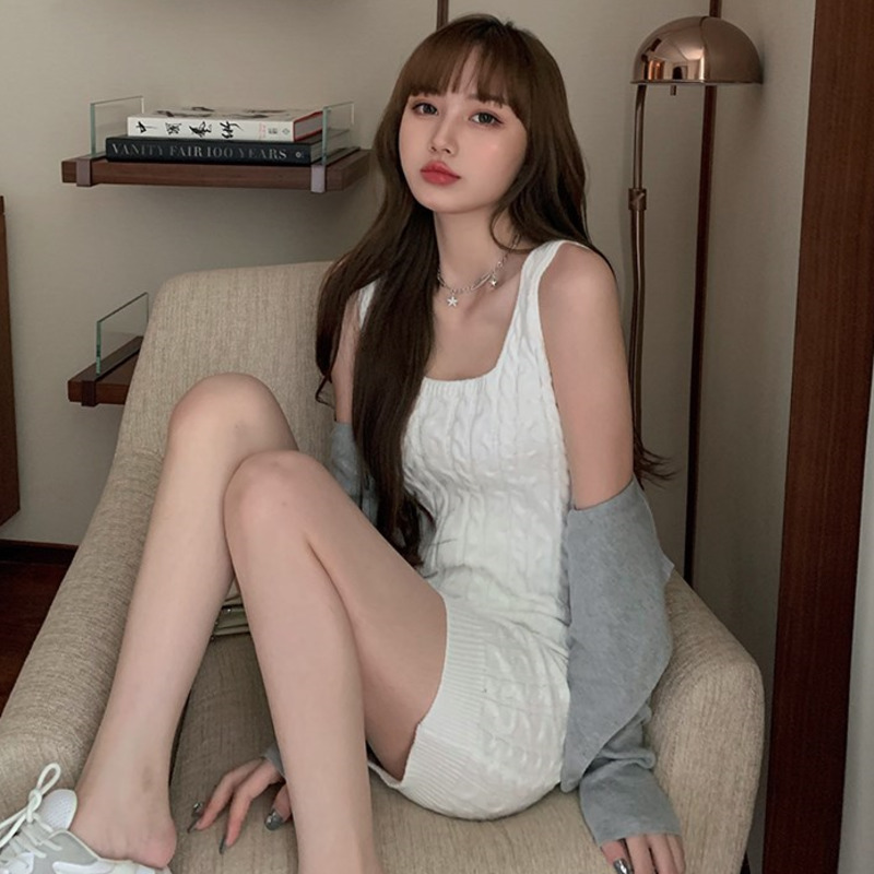 Hàng Có Sẵn Đầm Hai Dây Dáng Ôm Co Giãn Thời Trang Xuân Hè