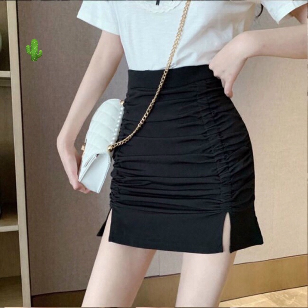 Chân váy kaki ngắn nhúm 2 bên cực xinh , chất kaki dày dặn