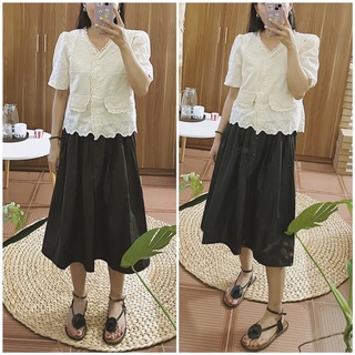 Áo sơ mi thêu chất thô mềm