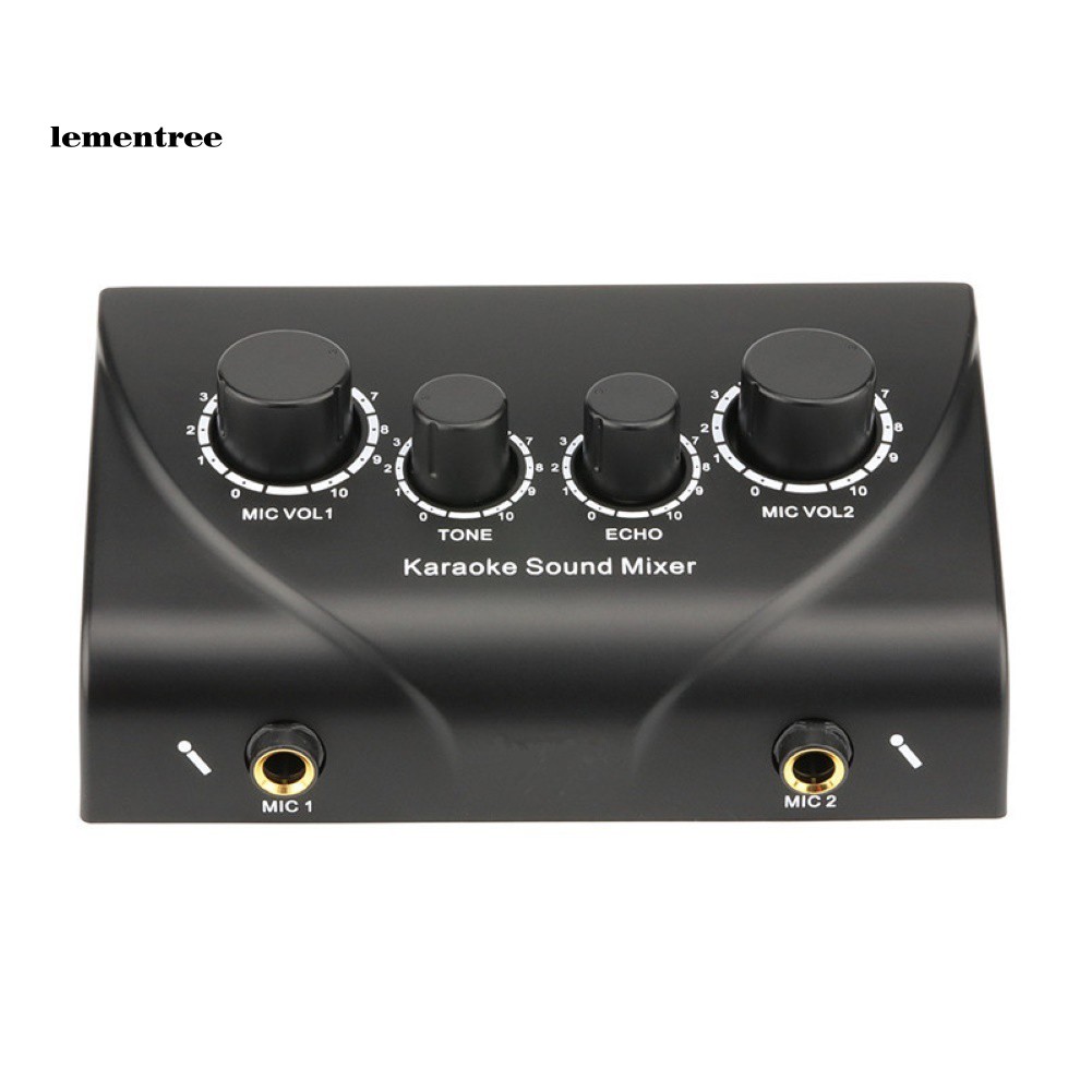 ✡WYB✡Portable Dual Microphone Inputs Audio Sound Mixer for Amplifier Karaoke KTV