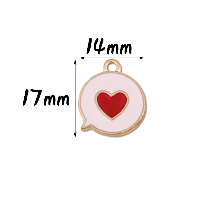 Mặt Dây Chuyền/Móc Khóa/Móc Khóa Hình Trái Tim Hai Mặt Làm Bằng Hợp Kim Màu Hồng Làm Thủ Công diy Màu Hồng