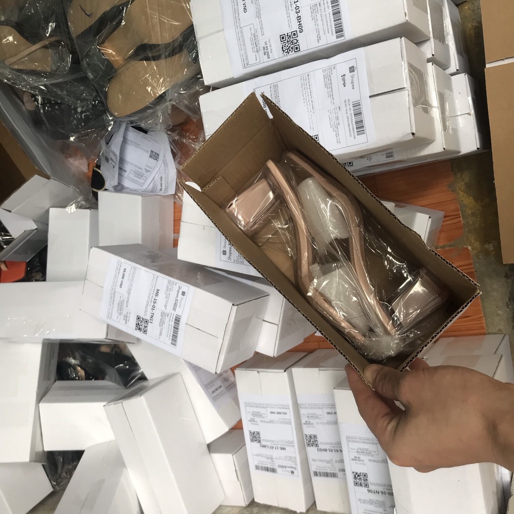 Guốc Nữ 7 Phân Cao Gót Quai Trong Mũi Vuông Sang Đẹp Hàng Loại 1 size 35 - 39 Bảo Hành 6 Tháng