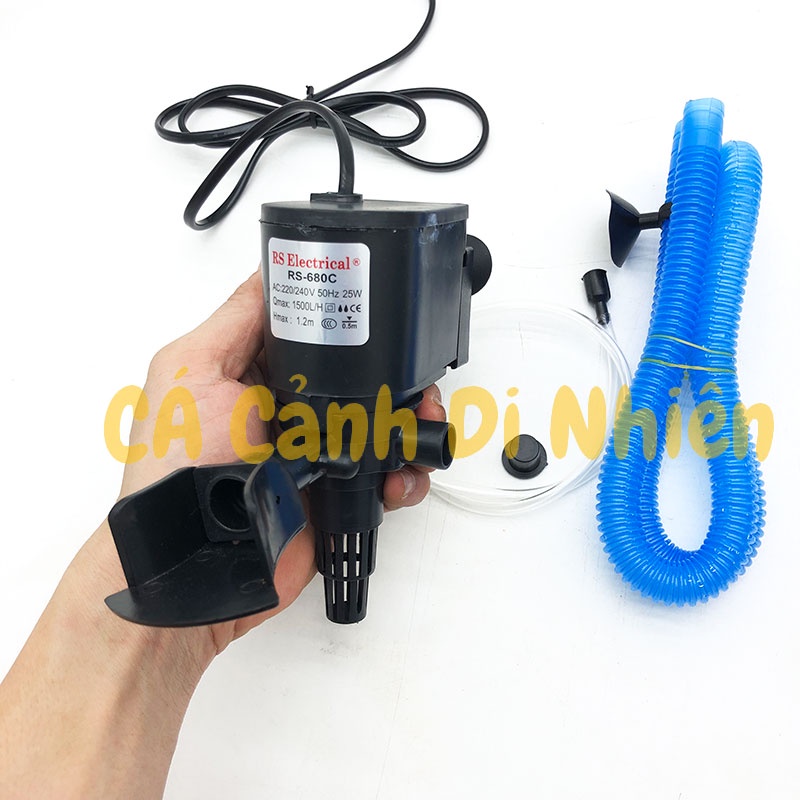 Bộ máy bơm chìm + hộp lọc nước RS-680C 25W cho hồ cá cảnh - Máy lọc hồ cá RS 680 C
