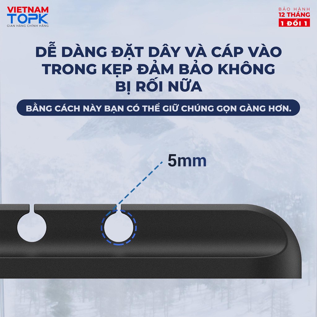 Kẹp cố định dây cáp TOPK L16 -Đế dán silicon gọn gàng tiện dụng - Hàng phân phối chính hãng - Bảo hành 12 tháng 1 đổi 1