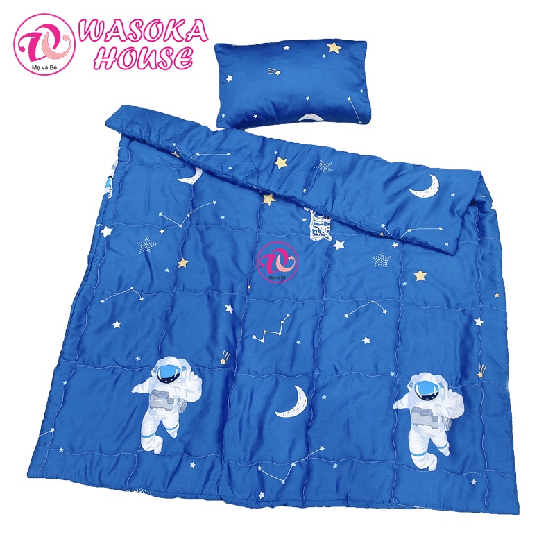 Bộ mền gối cho bé 1-5 tuổi, vải Tencel cao cấp mềm mịn, mát lạnh, họa tiết bé trai, gái đáng yêu