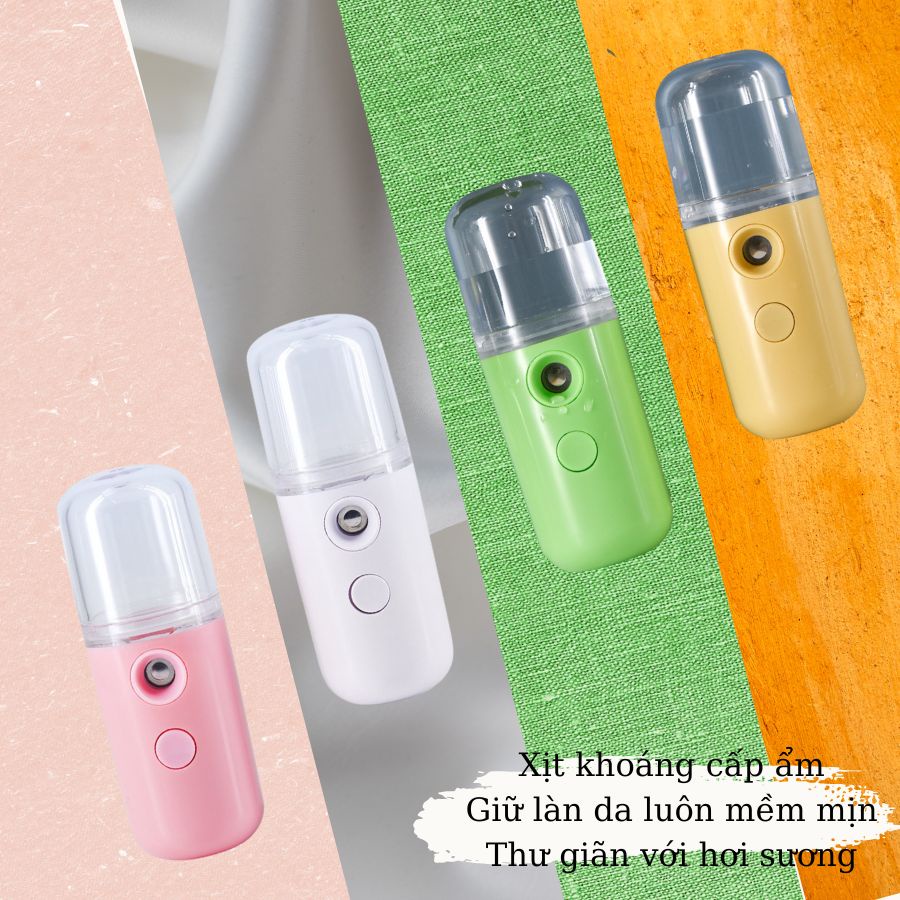 Máy Phun Sương Xịt Khoáng Mini Nano Cầm Tay Đèn Led Cung Cấp Tạo Độ Ẩm